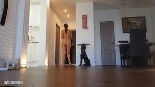 Beauty in Medical Mask Bikini Meets Pizza Delivery Man