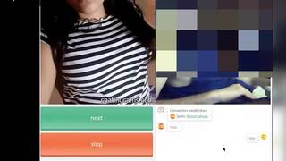 Beautiful Spanish girl flashing big tits and pussy on chat cam