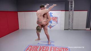 Busty Dee Williams Mixed Wrestling Fight Gags on Cock of Jack Friday