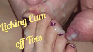 Facial while Sucking Feet with Licking Cum off Toes, Big Tits Squirt Milk over Cock, Feetcouple69