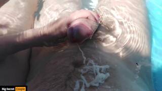 Underwater Handjob in Pool, Huge Underwater Cumshot and Lots of Sperm