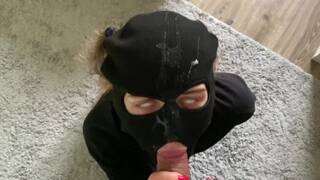 Hot Sex in Masks - a Lot of Sperm on the Slut's Face