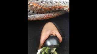 Little Wet Kitty Spreads her Lips Open Wide on her Bike Seat out in Public!