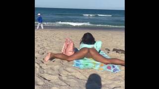 Showing Pussy on very Public Beach Exhibitionist Girlfriend