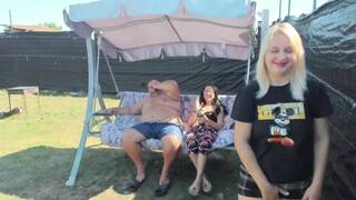 chubby babes stripping in the yard