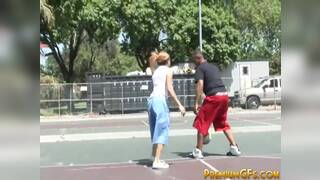 Ebony bitch rides big black cock in reverse