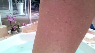 hot German wiife masturbating in the pool outside