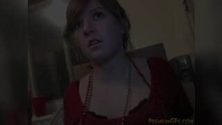 Horny Sexy Babe enjoying herself in a Party, showing her tits.