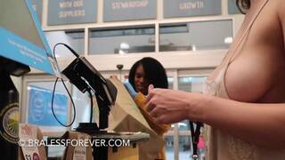 candid sideboob at the grocery store