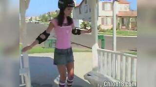 Chloe 18 loves rollerblades and Fingering