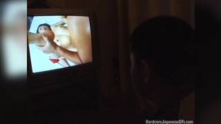 Busty asian MILF slut covered in cumshot