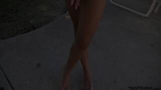 Tiny Trisha get naked and Blowjob the dude