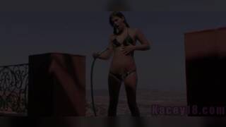 Kacey 18 get Naughty and Wet Outdoor