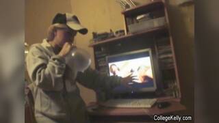 College teen rides dick in cowgirl