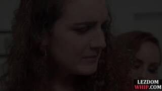 Whipping and clamping session for dyke given by lezdom