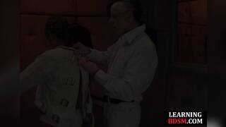 Bondage subject bound and fucked by dom during masterclass