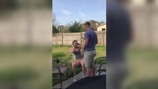 Amateur sex in their back yard