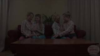 Texas Twins with Lesbian Friends Kissing Foursome while rubbing and licking tight pus