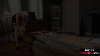 Divine domme whipping and toying subject while in lingerie