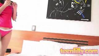 Teen Lilly with small tits fingering Solo