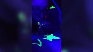 Blowjob during neon body paint
