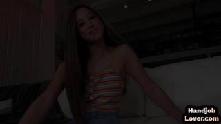 Asian sweetheart spreading her tight pussy POV