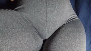 Watch my mound in gray leggings