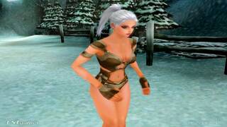 Sexy Cabal Female Blue Eyed Anime Warrior Dance, Striptease, Closeup Ass Boobs Twerking A