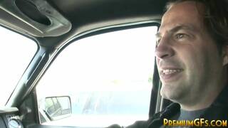 Bukkake cum whore showered with jizz