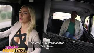 Female Fake Taxi Blonde beauty fucks her passenger
