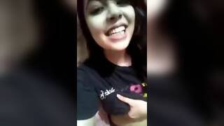 Indian girl playing with her boobs