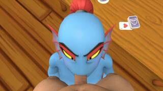 Undertale Undyne blowjob to a white guy