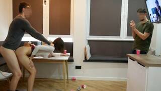 Sharing Girlfriend.She Takes Two Cocks After College Party