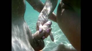 Amateur wife loves swimming naked and milking cocks underwater until cums