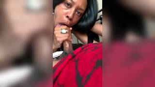 bitch sucks dick till he cums in her mouth