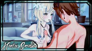 Lumine gets her pussy fucked hard by Tartaglia - Genshin Impact Hentai.