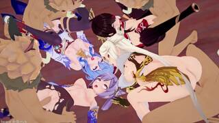 0128 - 【R18-MMD】永夜 - Genshin Impact all female character - Gimme More