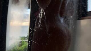 PERFECT BODY BRUNETTE SHOWS HER AMAZING ASS FOR YOU IN A MORNING SHOWER - AMATEUR SASSY AND RUPHUS