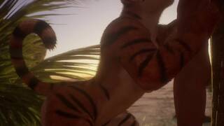 Female Tiger Orgasm / Squeezes His Dick (Cum Inside) | Wild Life Furry