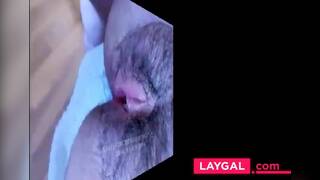 HAIRY AND SEDUCTIVE PUSSY WITH SOFT LIPS DRENCHED WITH SPERM