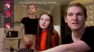 Cute horny redhead teen gets fucked in hardcore threesome live at sexycamx