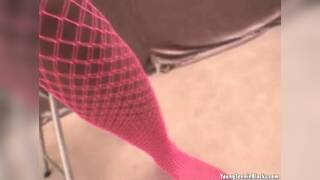 Stockinged POV ebony sucking on dick