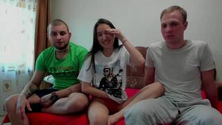 Cute Asian teen take bath with two guys after riding cock live at sexycamx