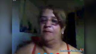 Brazilian granny shows her tits