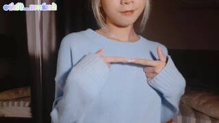 A cutie you met online showing her tiny boobs and masturbating for you