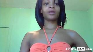 Mixed girl shows her body on cam