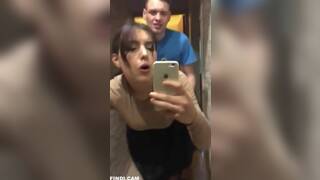 girlfriend fucked in the hallway while her parents watch tv