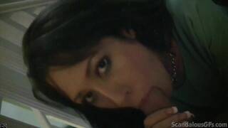 Hotty Babe Blowjob a dick hard closeup in stairs