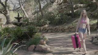 Emma S and Freya P on a white coloured bed in a lesbian scene together