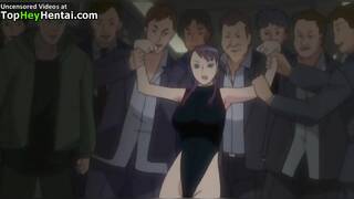 Hentai busty Milf has rough group sex